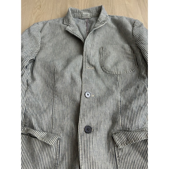 RALPH LAUREN RUGBY White Blue Striped Linen Blend Sportcoat Sz Small Fits Medium - Picture 2 of 8